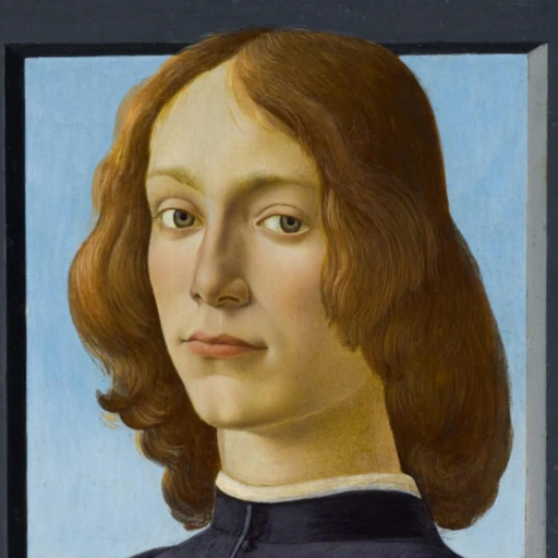 Detalj ur Sandro Botticellis Young Man Holding a Roundel