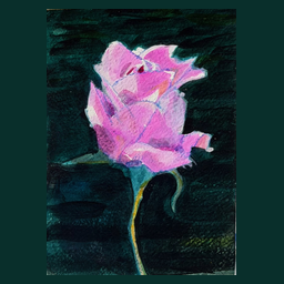 Handmålad rosa ros
